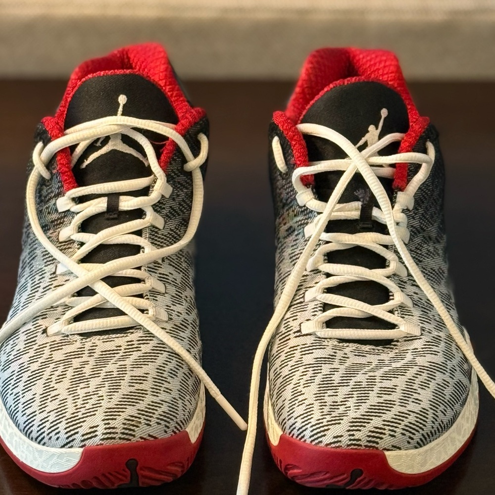Jordan Black and White Basketball Shoes with Red Lining